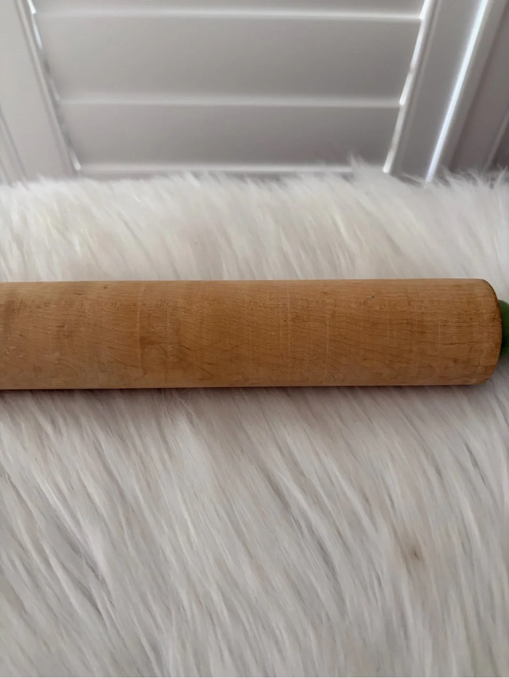 Vintage Wooden Rolling Pin with Green Handles